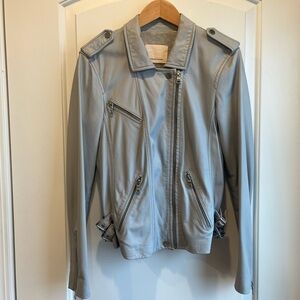 Rebecca Taylor Genuine Lamb Leather
Moto Jacket Light Icy Powder Blue - Small